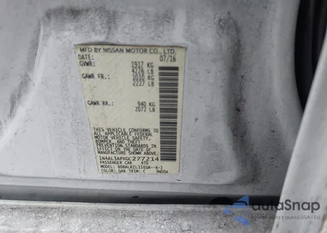 2016 Nissan Altima 2.5 Sl z USA, uszkodzony, nr VIN 1N4AL3APXGC277214